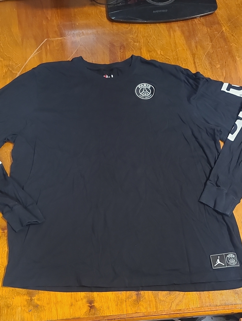 Jordan Men's Black Long Sleeve PSG Logo Tee